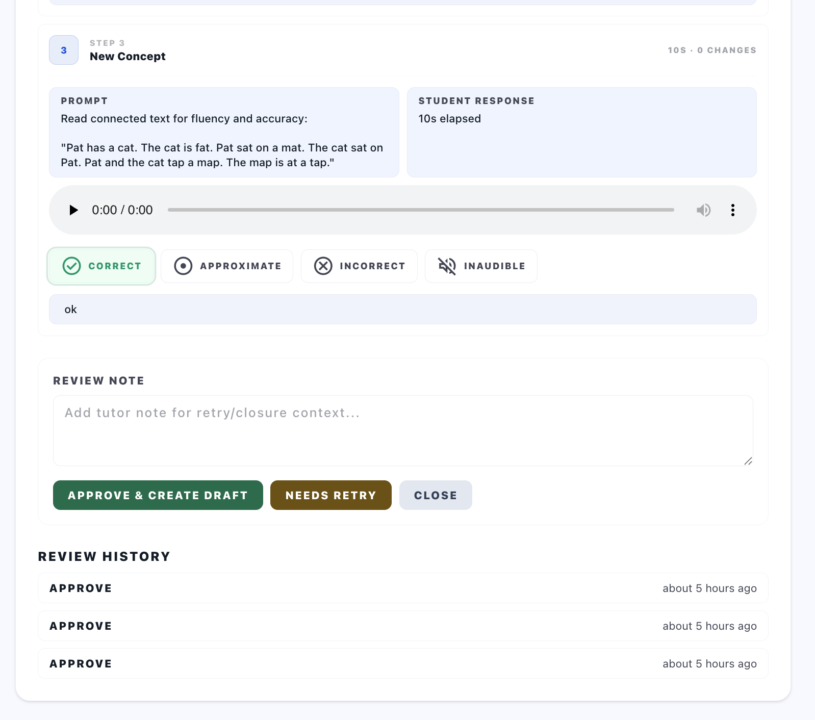 Independent practice review screen (part 2)