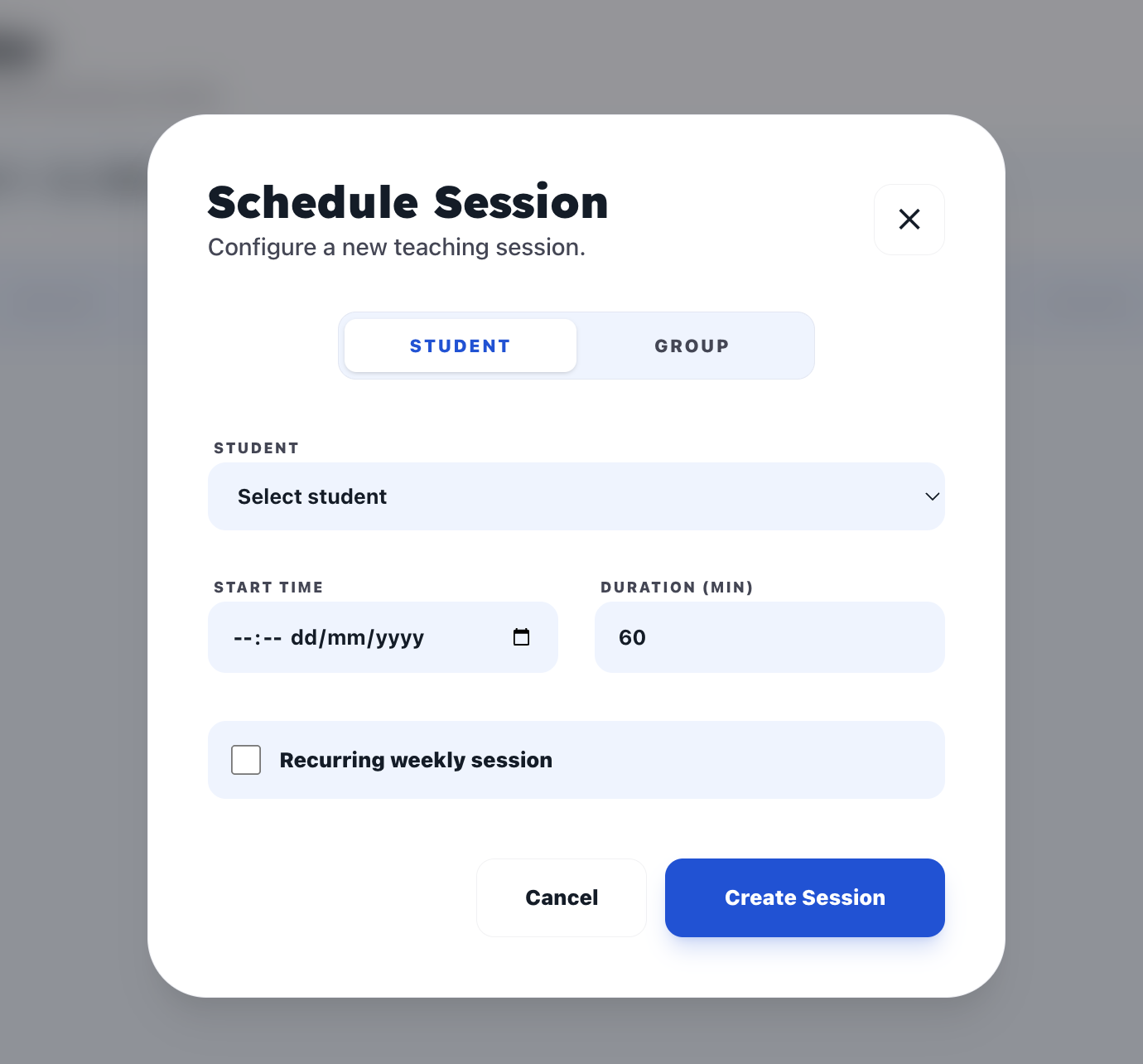 Schedule session form